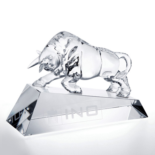 Noble Optimistic Rising Bull Crystal Awards Trophies For Business Gifts