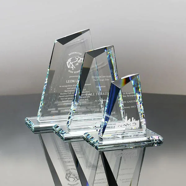 Noble Custom Engraving Faceted Kryptonite Glass Award