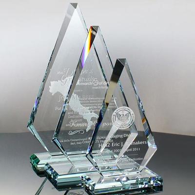 Noble Free Engraving Jade Glass Diamond Trophy