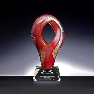 Noble Hand Blown Crystal Custom Color Art Glass Trophy Award