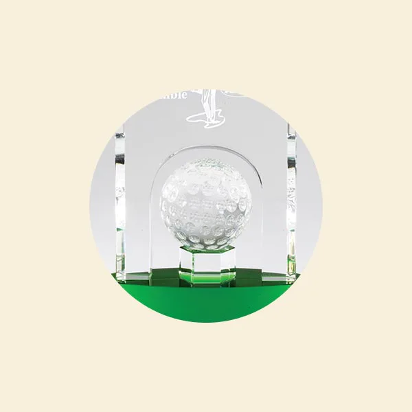 High Quality Crystal Dome and Golf Ball Sports Trophy