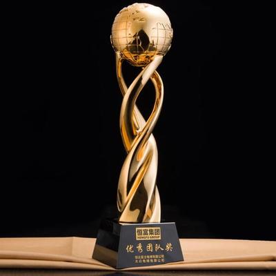 Gold Color Resin Crafts Resin Earth Globe Trophy