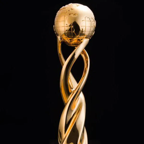 Gold Color Resin Crafts Resin Earth Globe Trophy