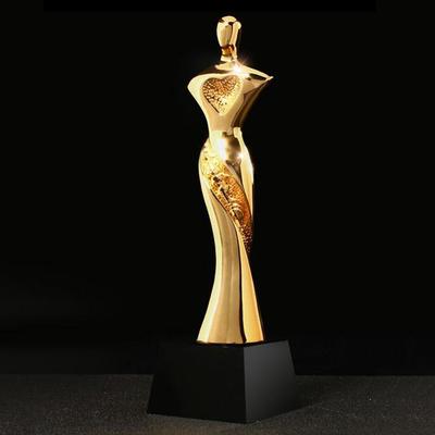 Gold Color Resin Crafts Resin Woman Figurine Trophy