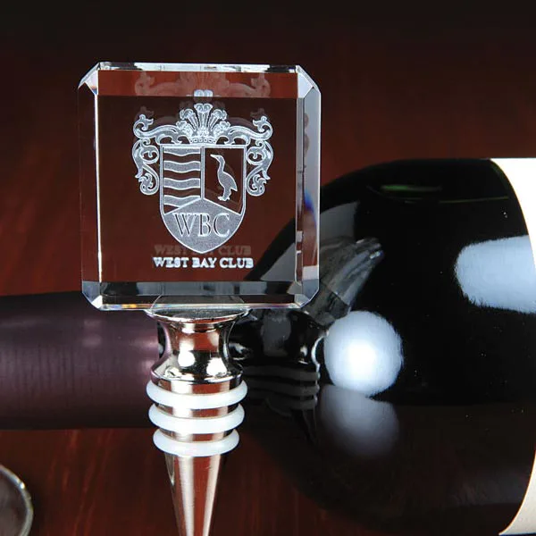 Noble Personalized 3D Engraved Square Crystal Wine Stopper For Gifts