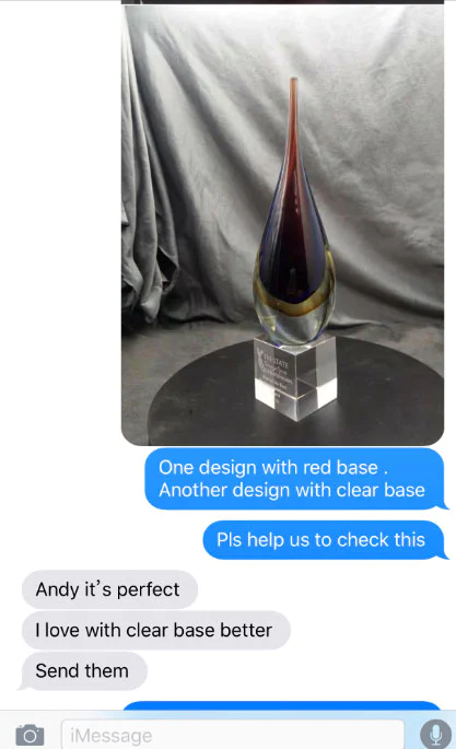 USA customer ordered art glass trophy each year
