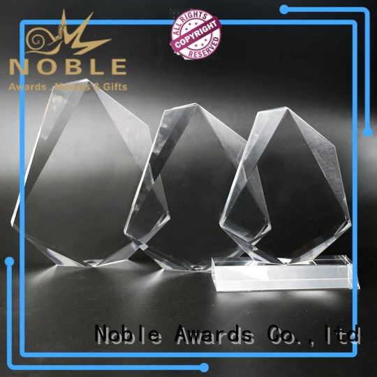 Noble Awards cheap custom shape Custom made Clear Building Reflection Acrylic Award with Wood Base with Gift Box For Awards