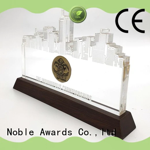 Noble Awards wood base Acrylic trophies with Gift Box For Sport games