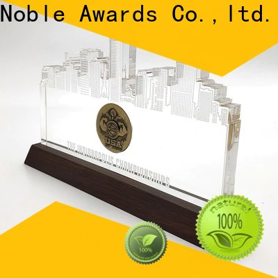 Noble Awards wood base Acrylic trophies with Gift Box For Awards