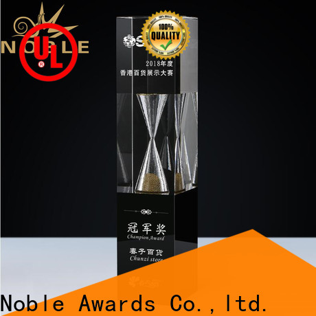 Noble Awards solid mesh personalized glass trophy bulk production For Sport games