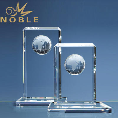Free engraving custom blank crystal globe trophy plaque