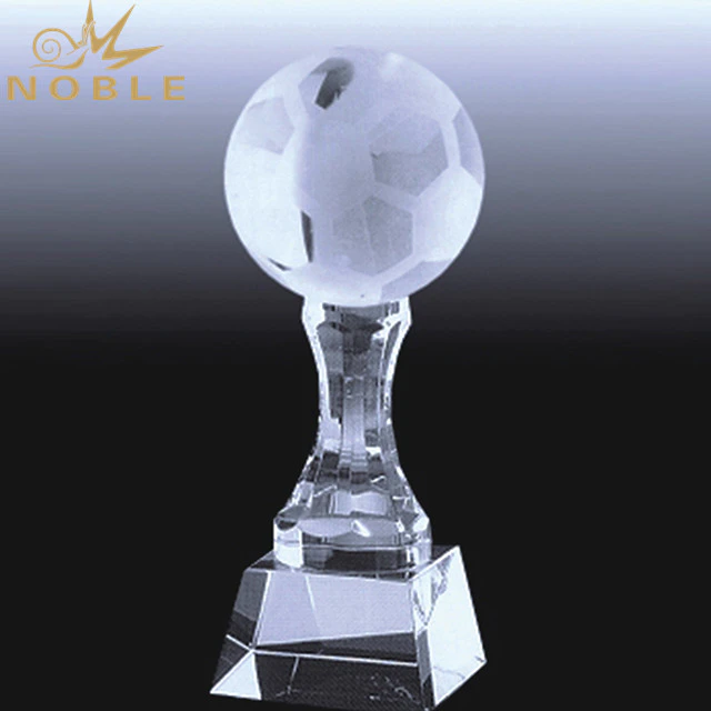 Customized Logo Engraving Crystal Soccer Trophy
