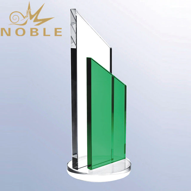 High Quality Green Crystal Plaque Trophy With Free Engraving