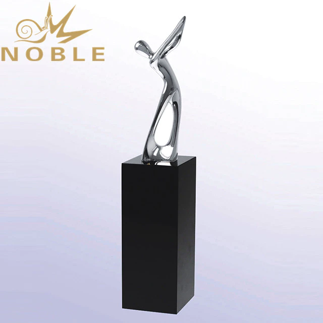 Noble High Quality Custom Metal Trophy with Black Crystal Base