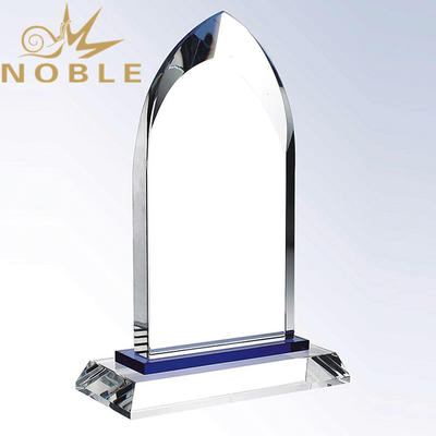 High Quality Best Selling Blank Crystal Trophy With Blue Plate