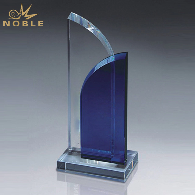 Double Arch Blue Crystal Trophy
