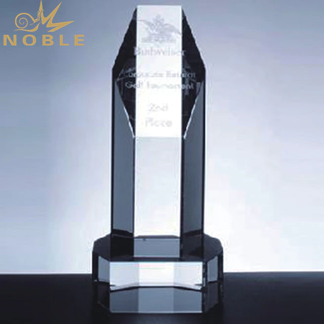 Faceted Crystal Square Tower Trophy With Base For Celebration Gift