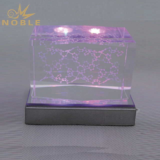 Laser Engraving Crystal Cube On LED Base