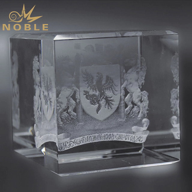Laser Engraved 3D Logo Crystal Cube Award