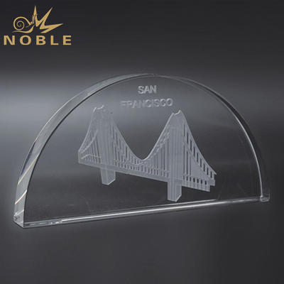 Customized Design Semicircle Crystal Plaque With Engraving Logo