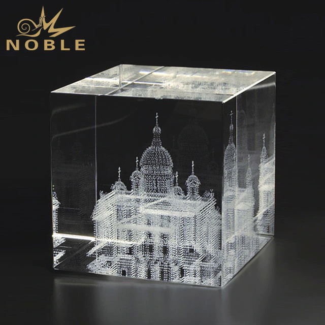 2019 Noble Perfect K9 3D Laser Engraved Square Crystal Cube Blank Crystal Glass Award Trophy