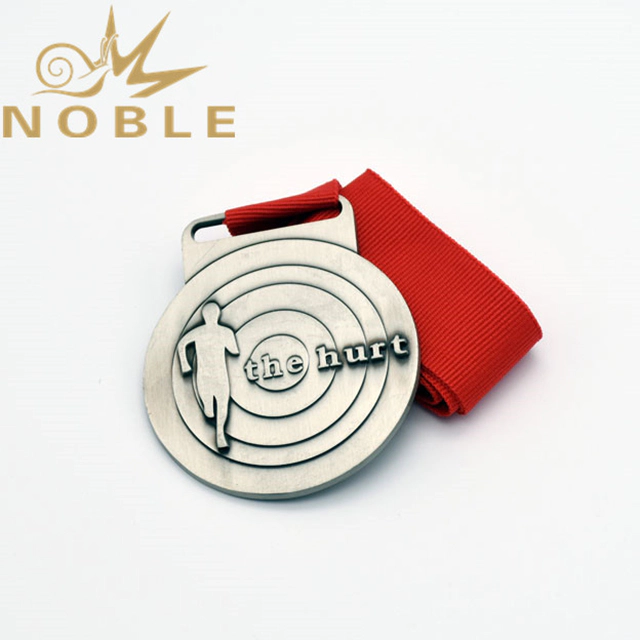 Cheap Customized Silver Metal Medal With Red Ribbon