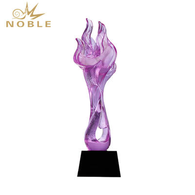 Latest Flame Designed Liuli Crystal Art Craft Trophy
