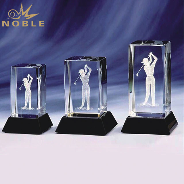2019 Noble 3D Laser Engraving Optical Crystal Golf  Design Sports Award Trophy