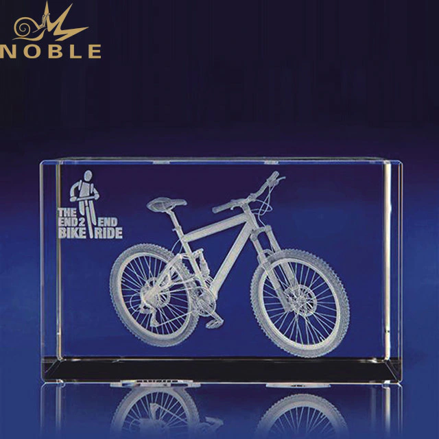 2019 Noble Factory Direct Sales 3D Laser Crystal Trophy Prize for Mountain Bike Trophy