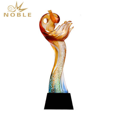 High Grade Creative Liuli Black Phenix Trophy For Souvenirs And Corporate Gifts