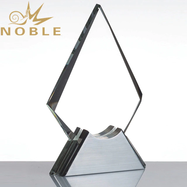 Custom crystal plaque award with metal base