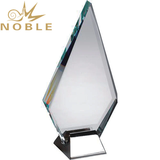 Jade glass plaque with metal base