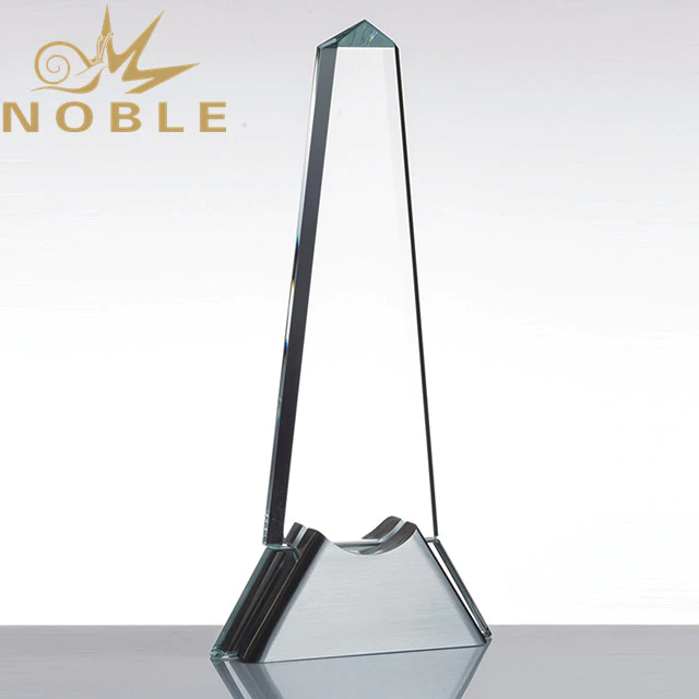 Custom crystal obelisk award with metal base