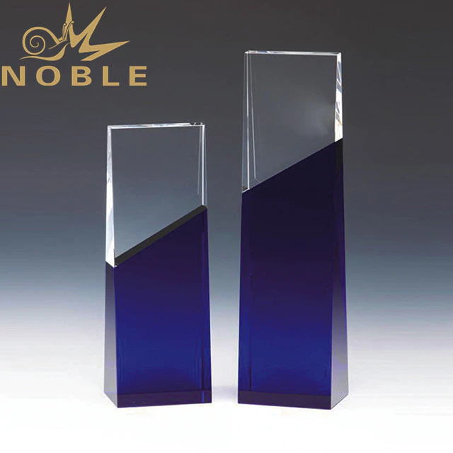 Custom engraving trophy blue crystal wedge