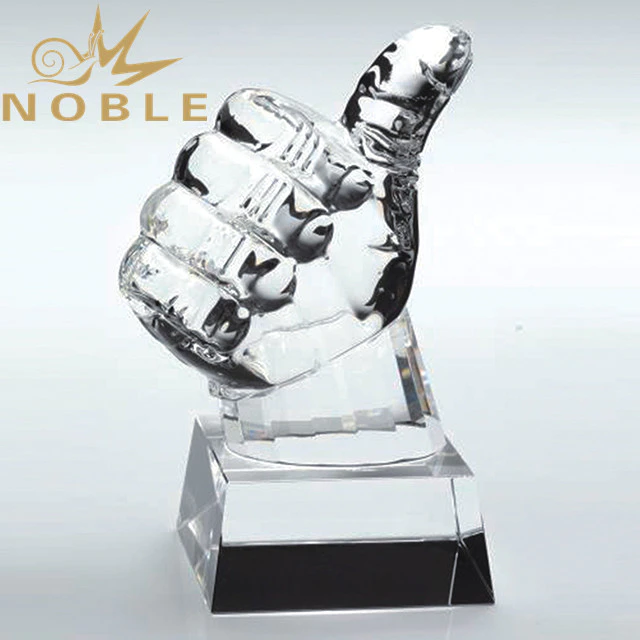 Noble Custom engraving Crystal hand award outstanding crystal teamwork trophy