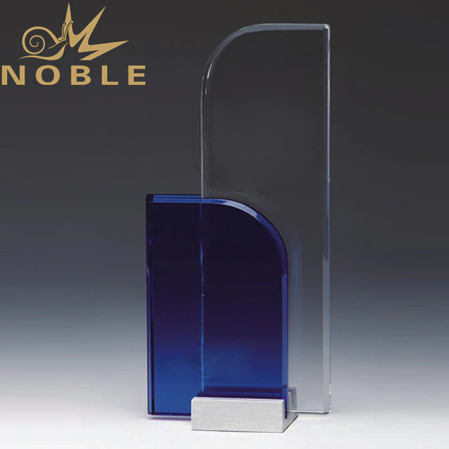 Blue crystal plaque with free engraving