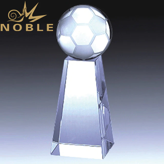 Customized sports crystal soccer trophy