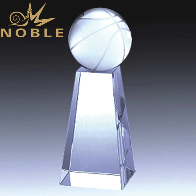 Crystal basketball trophy with custom engraving