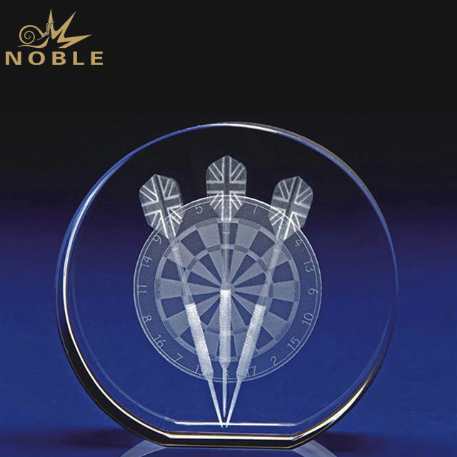 2019 Noble Custom High Grade 3D Laser Crystal Carved Glass Round Shape Trophies And Awards