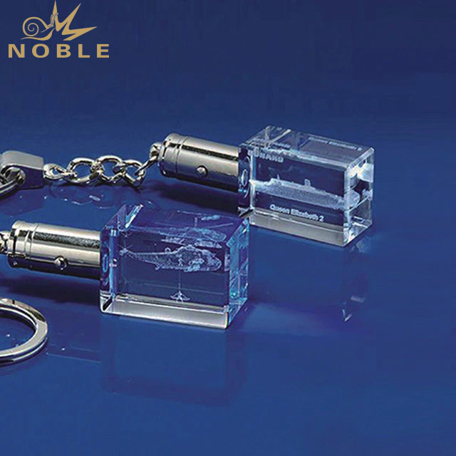 2019 Noble Custom High Quality 3D Laser Engraving K9 Crystal Glass key Chain