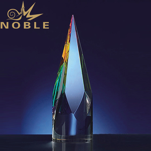 High quality custom crystal trophy award with colorful printing