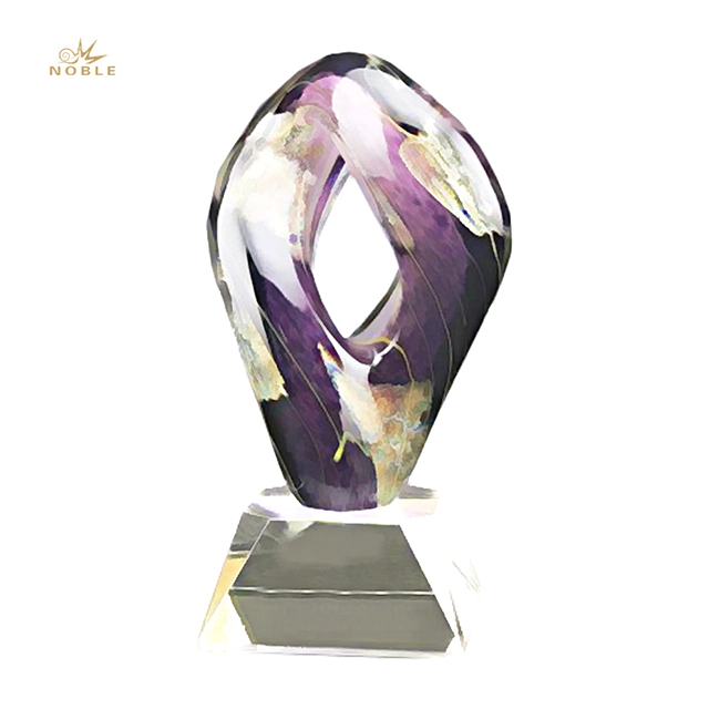 2019 Noble Wholesale Personalized Art Glass Trophies for Souvenir