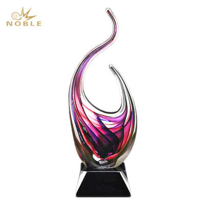 2019 Noble Colorful Special Shape Hand Blown Art Glass Trophies