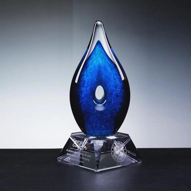 Liuli Art Glass Award Trophy With Your Own Logo Printing