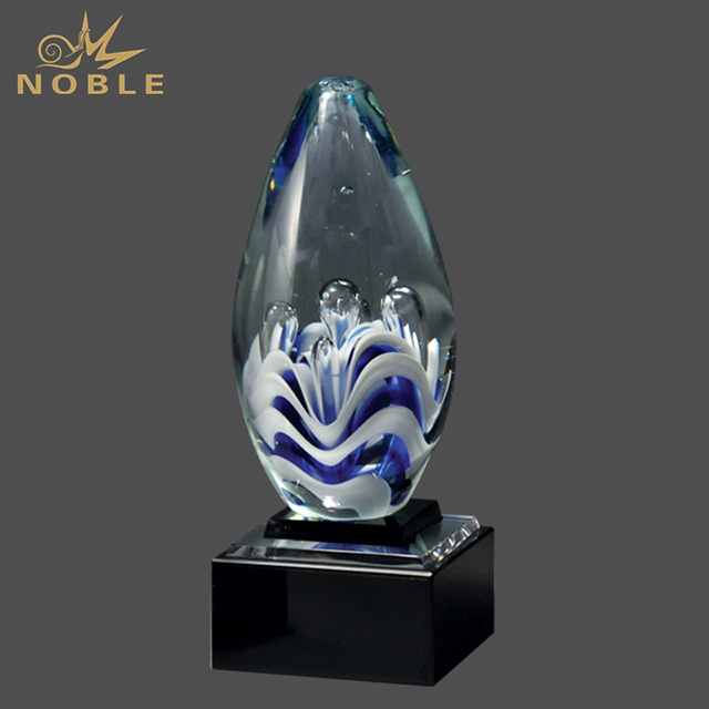 Custom Craft Hand Blown Dancing Art Glass Award Trophy