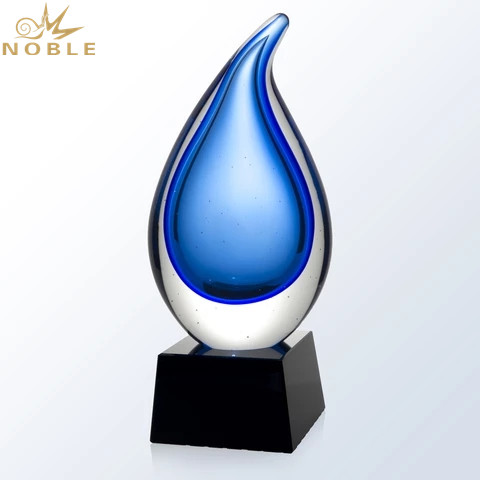 Colorful Art Glass Water Drop Trophy