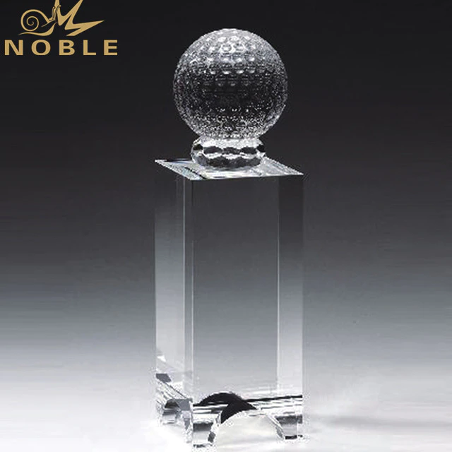 Customized Clear Golf Ball Crystal Trophy Award