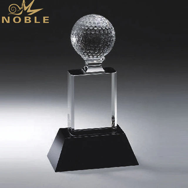 Personalized Golf Crystal Trophy Award With Black Base For Golf Club Tournament