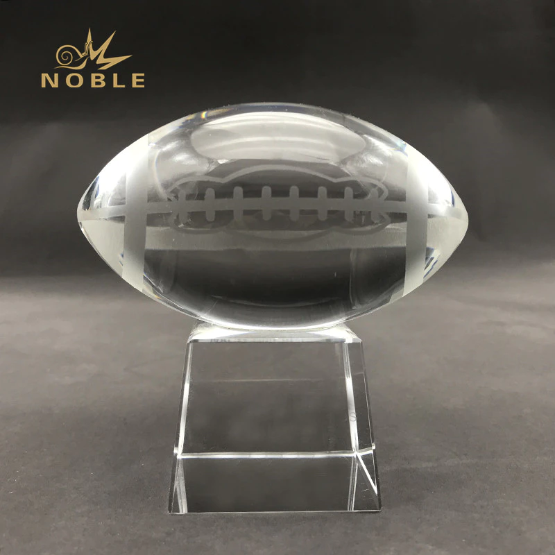 American Football Crystal Trophy Custom Engraved Logo