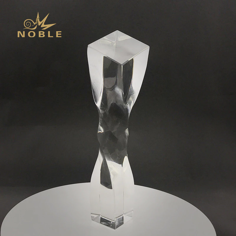 Custom Weave Crystal Trophy Awards Laser Logo